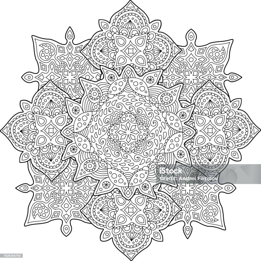 Beautiful coloring book page with rainy pattern Beautiful coloring Book page with detailed pattern with drops on white background Abstract stock vector