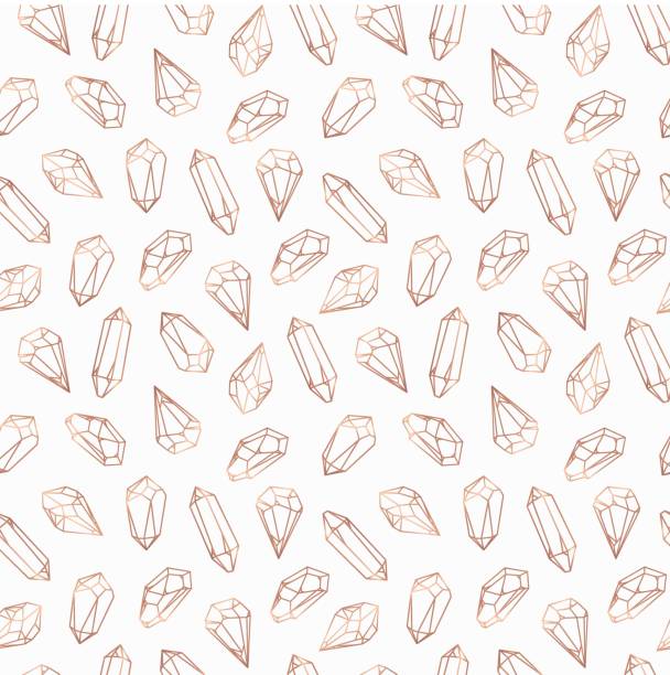 Seamless pattern made of crystals and stones, gems Vector seamless pattern with crystals contour or stone silhouette, hollow mineral or diamond texture, cutout rocks or prism. Jewelry wrapper and geometric background, mining theme diamond gemstone stock illustrations