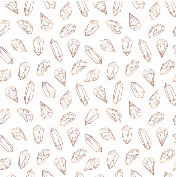 Vector illustration of Seamless pattern made of crystals and stones, gems