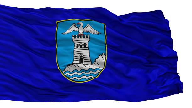 istock Opatije City Flag, Croatia, Isolated On White Background 1028285236