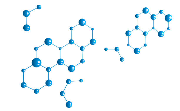 istock Blue molecules or atom on white background. Abstract structure in science, chemistry, and medical concept, 3d illustration. 1028286726