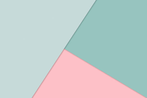 abstract background von überlappenden papier im trendigen pastell-farben: grün und rosa - material-design, minimalismus, modern, einfach - form fotos stock-fotos und bilder