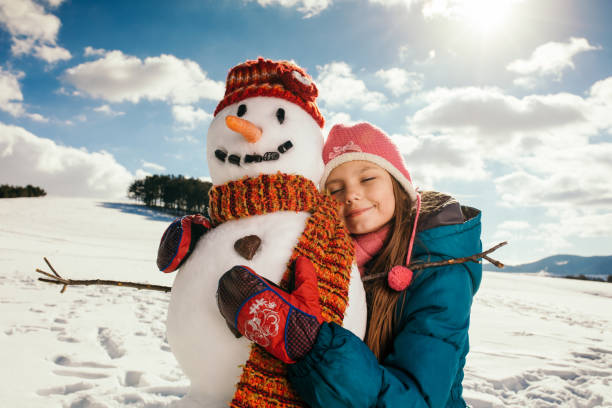 istock Girl making a snowman 1028309900