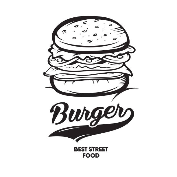 illustrations, cliparts, dessins animés et icônes de burger fast food. logotype - hamburger