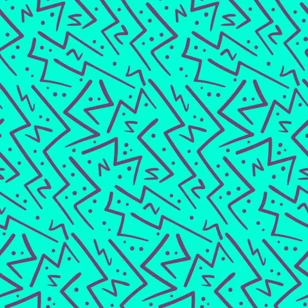Vector illustration of Abstract purple on blue zig zag seamless pattern