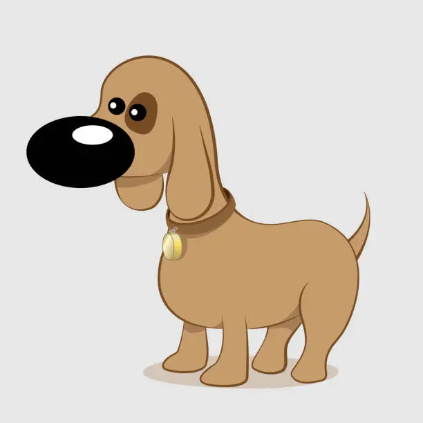 Vector illustration of cartoon cute brown dog standing