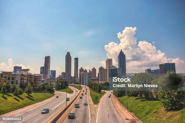 Atlanta Skyline In The Day Stock Photo - Download Image Now - Atlanta - Georgia, Urban Skyline, Sunny