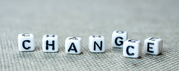 istock Changing white cubes with word 