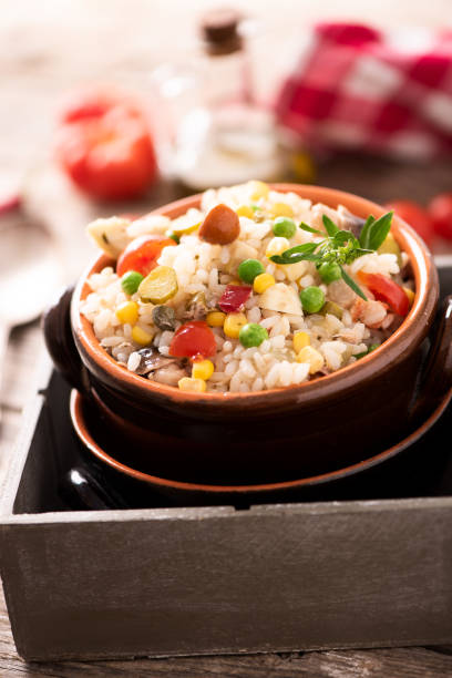 istock Traditional italian rice salad on wood table 1028346912