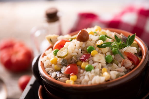 istock Traditional italian rice salad on wood table 1028347004