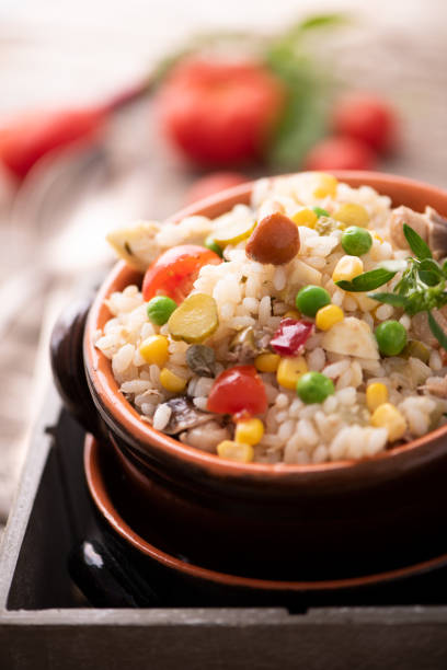 istock Traditional italian rice salad on wood table 1028347174
