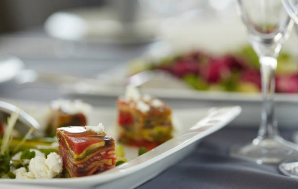 istock Close-up image of a festive table with different dishes. 1028363548