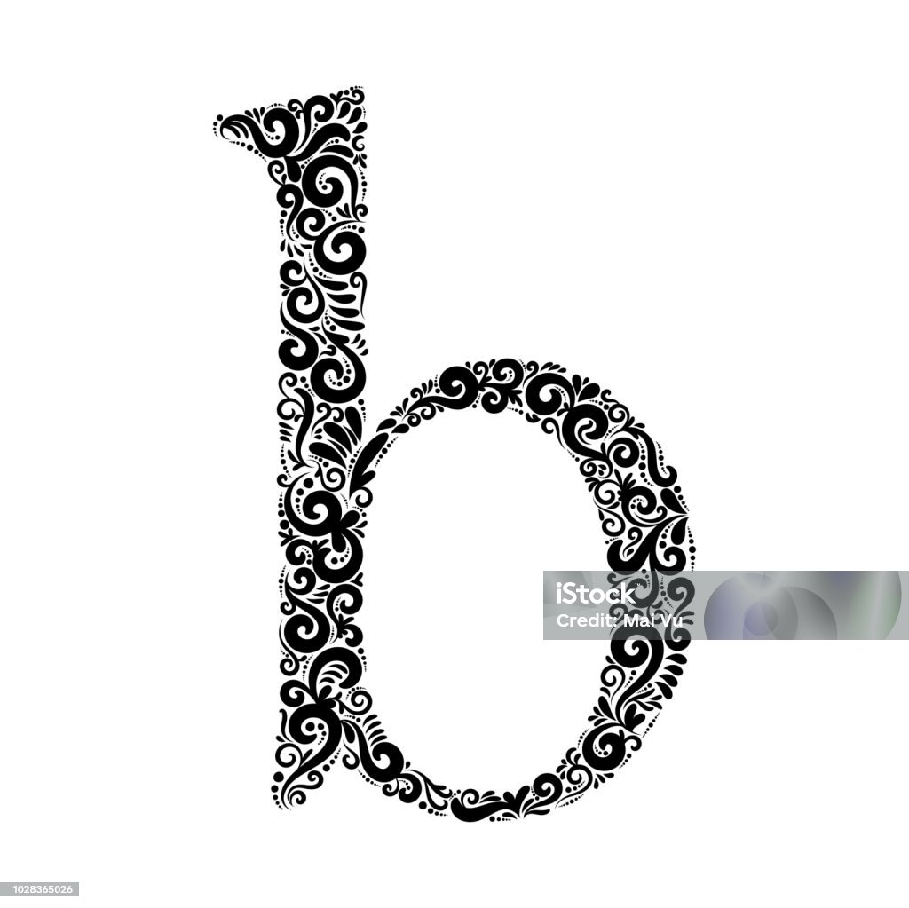 Ornate Letter B Beautifully detailed letter B isolated on white background Art stock vector