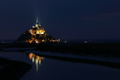 Mont Saint Michel in Normandy at night