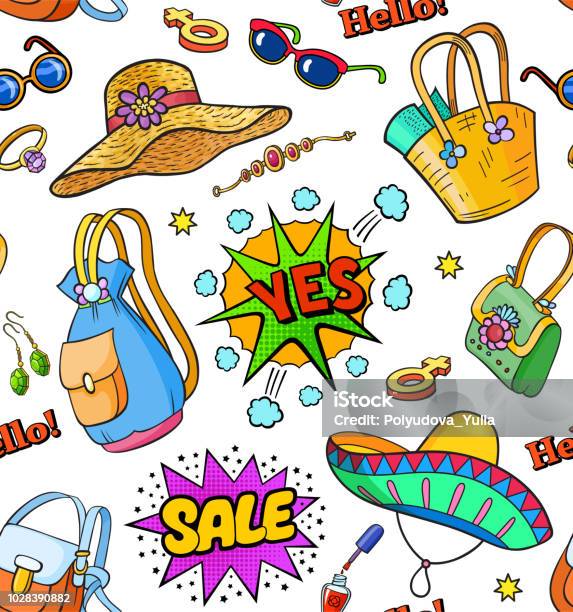 Background With Fashion Stickers Stock Illustration - Download Image Now - 1980-1989, 1990-1999, Art