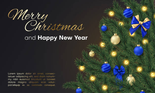 istock Merry Christmas and Happy New Year card with Christmas tree. 1028390926