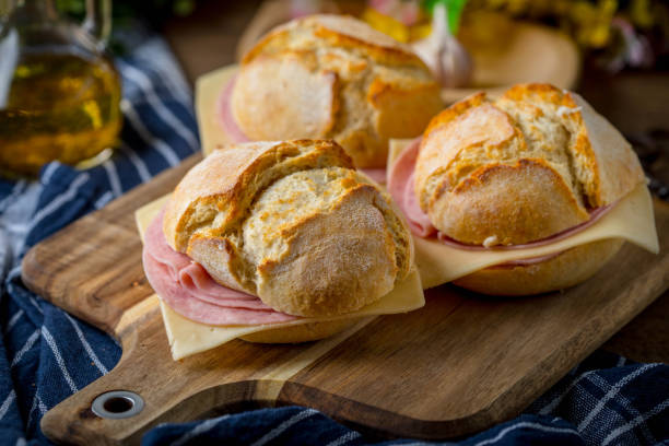 istock Sandwich with cheese and ground ham. 1028391204