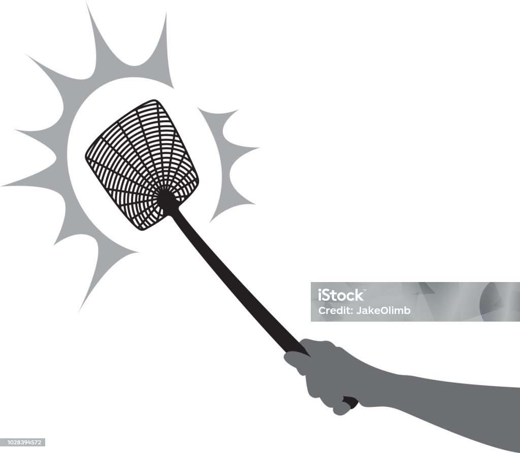 Fly Swatter Smack Silhouette Vector silhouette of a hand holding a fly swatter and smacking it. Fly Swatter stock vector