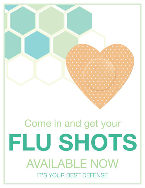 독감 슛 클리닉 포스터 - injecting cold and flu flu virus vaccination stock illustrations