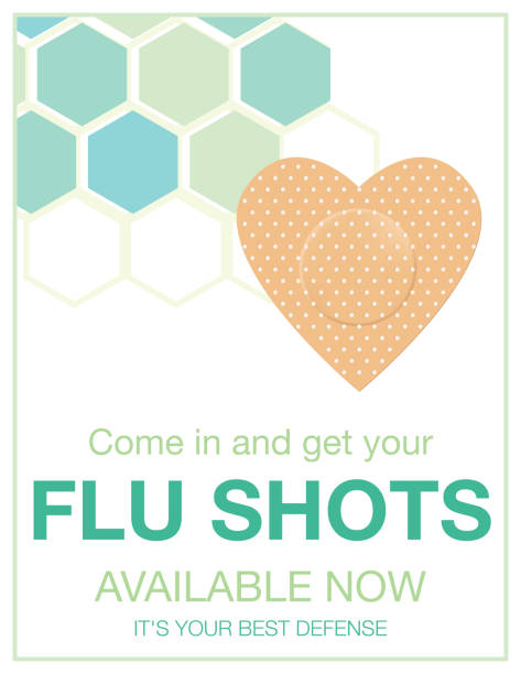 áp phích phòng khám flu shot - cúm và cảm lạnh hình minh họa sẵn có