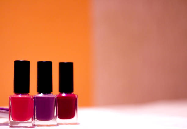 istock Nail polishes with strong colors. No people. Copy space 1028400898