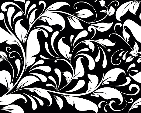 Vintage black and white floral vector seamless pattern. Monochrome ornamental damask background. Elegance hand drawn ornament in renaissance style. Decorative design for wallpapers, fabric, printing