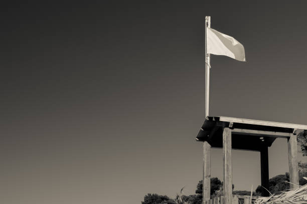 istock A look out tower and a white flag 1028417986