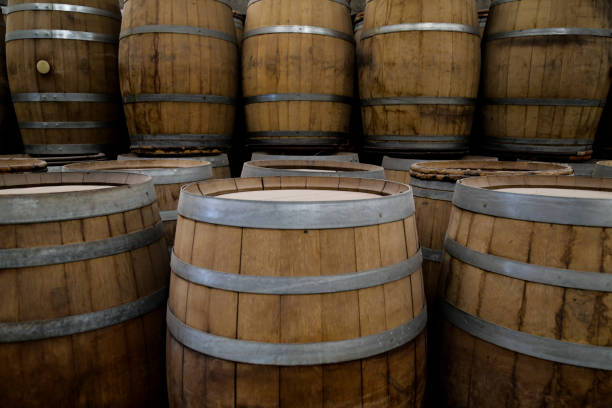 istock cellar for wine, beer run, and whiskey barrels 1028425124