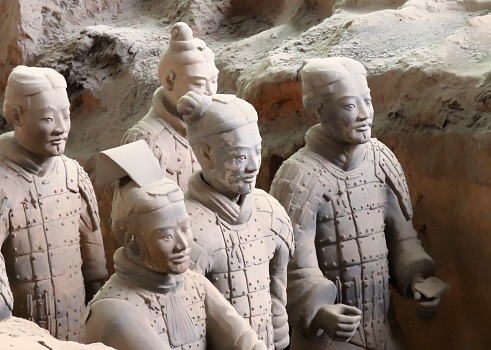 The terracotta warriors archaeological site at Shaanxi province, China