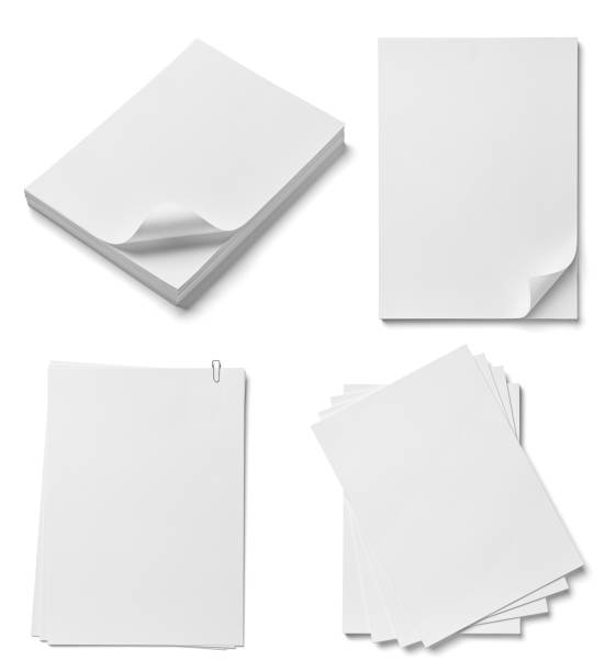 stack of papers with curl documents office business collection of various  papers  on white background. each one is shot separately paper clip office supply stack heap stock pictures, royalty-free photos & images