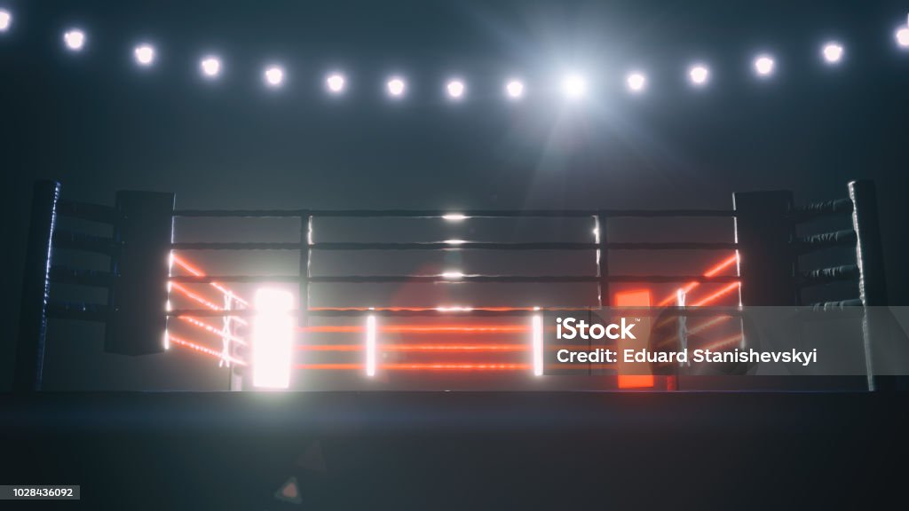 Boxing Rings Rendering Boxing Ring In Dramatic Lighting 3d Render Stock Photo - Download Image ...