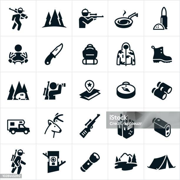 Hunting Icons Stock Illustration - Download Image Now - Hunting - Sport, Hunter, Icon Symbol