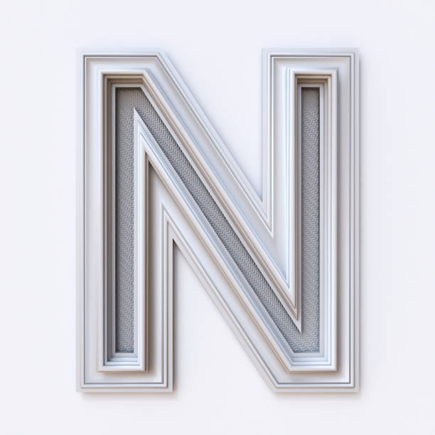 istock White picture frame font Letter N 3D 1028452544