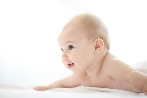portrait of a nice baby on a white background