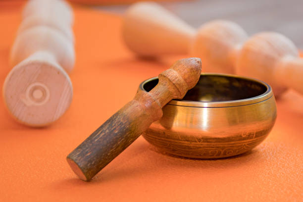 istock materials for yoga classes, mats, bricks and straps, bowl for meditation. everything you need for yoga. 1028515578
