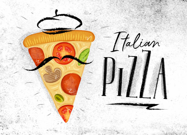 illustrations, cliparts, dessins animés et icônes de tranche de pizza italienne - old fashioned pizza label design element