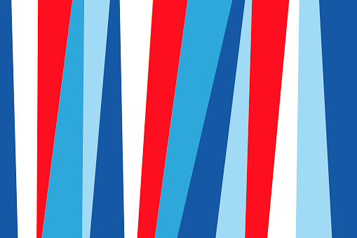 Material Design Background Flat Lay Wallpaper of Colorful Vertical Paper Strips of Bold Red, White and Blue