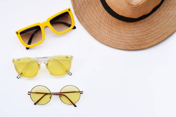 istock Modern fashionable sunglasses and summer hat 1028539992