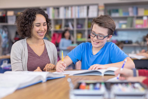 istock Teacher helping 4th graders in her classroom 1028549696