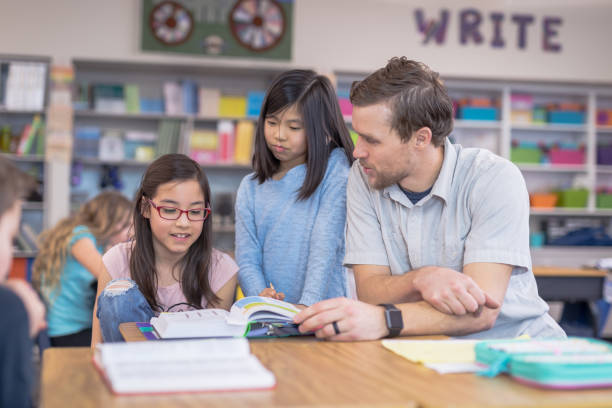 istock A male teacher helps two 4th grade students 1028549712