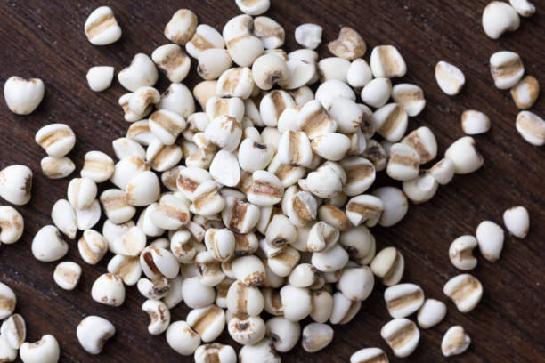 istock close up millet grain on background. top view 1028562532