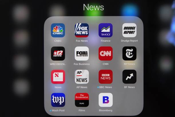 gruppierung von beliebten nachrichten-mobile-apps - cnn stock-fotos und bilder