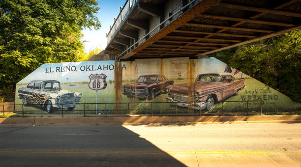 mural route66 w oklahomie - route 66 retro revival american culture sign zdjęcia i obrazy z banku zdjęć