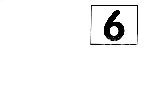Silhoutte of number 6 inside regtangular frame.