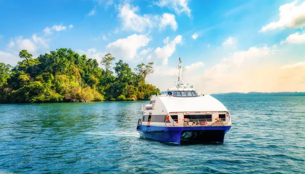 Photo of Luxury passenger cruise ship at Andaman sea for tourist sightseeing.