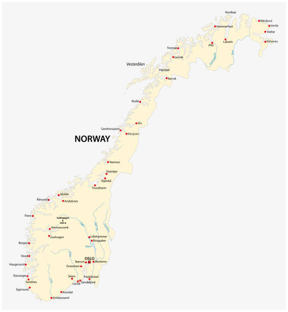 illustrations, cliparts, dessins animés et icônes de carte du royaume de norvège - map of norway