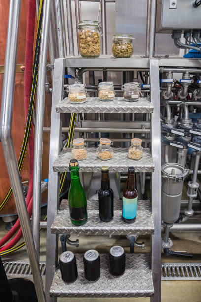 Examples of beer and its ingredients in the brewery.