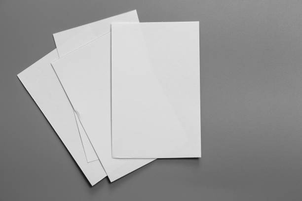 istock Blank portrait mock-up paper. brochure magazine isolated on gray, changeable background / white paper isolated on gray 1028599786