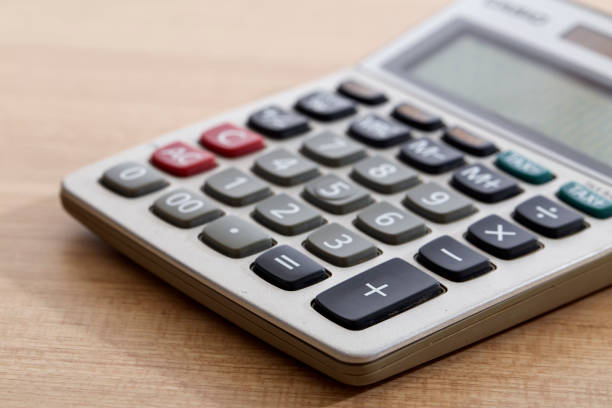 istock Close-Up Of Old Dirty Calculator 1028609128