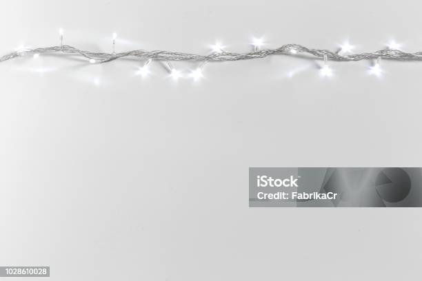 Christmas Lights Isolated On White Background Stock Photo - Download Image Now - Christmas Lights, Cut Out, White Background